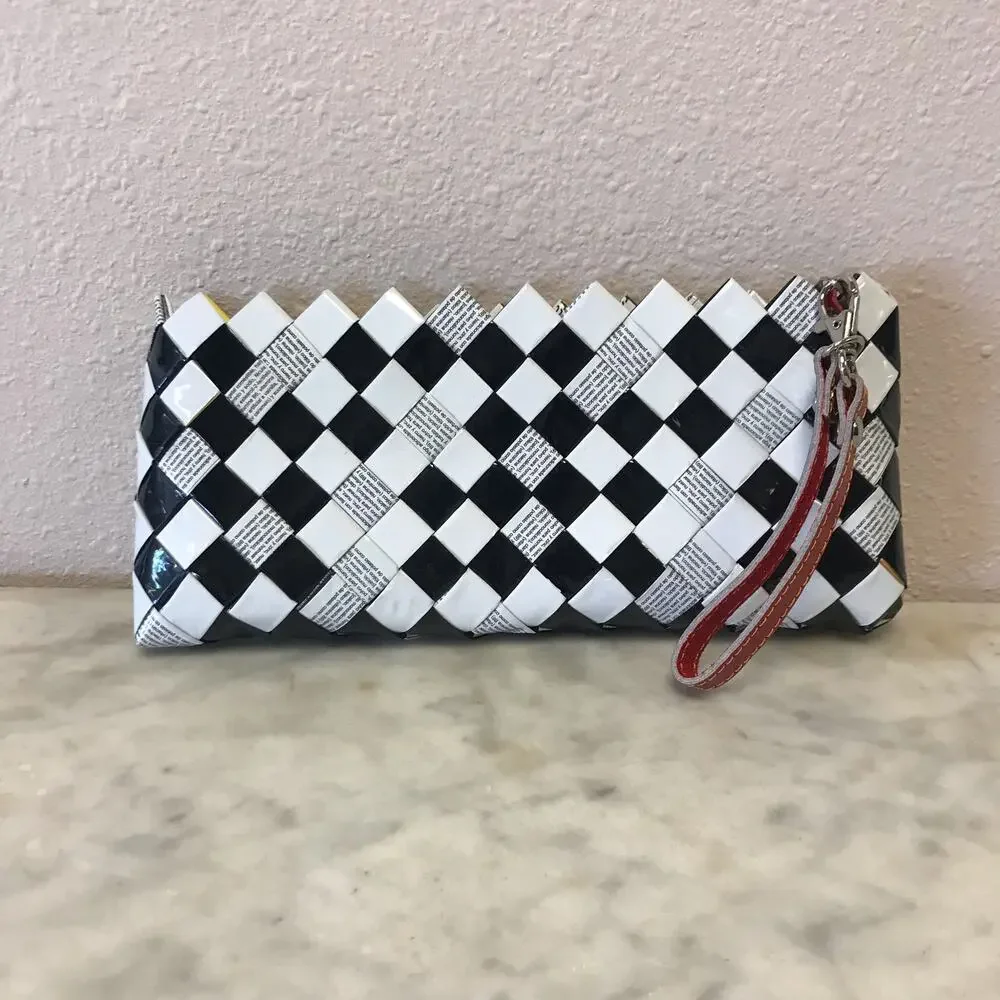 90s Nahui Ollin Artisan handcrafted recycled candy wrapper wristlet